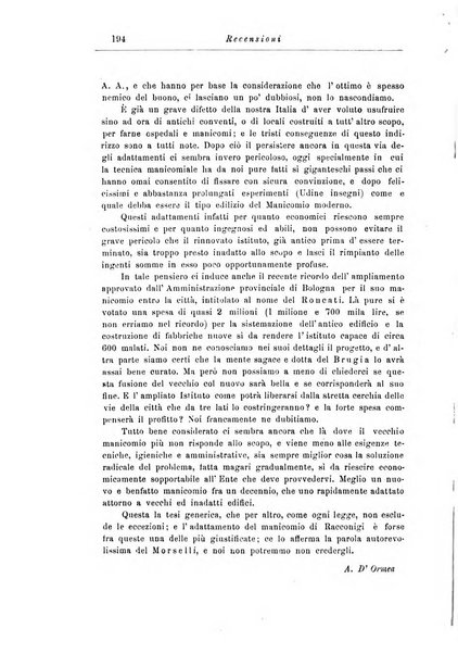 Note e riviste di psichiatria Manicomio provinciale di Pesaro