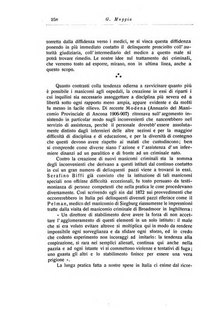 Note e riviste di psichiatria Manicomio provinciale di Pesaro