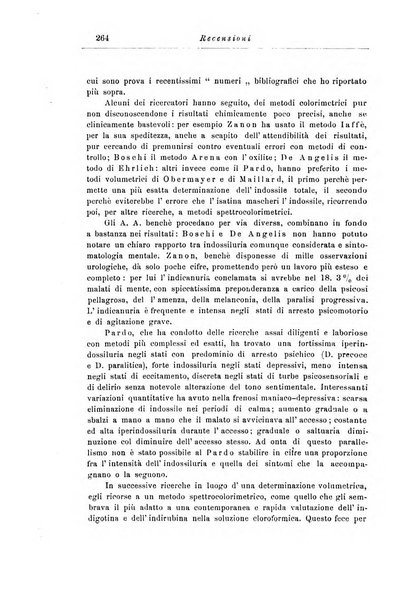 Note e riviste di psichiatria Manicomio provinciale di Pesaro