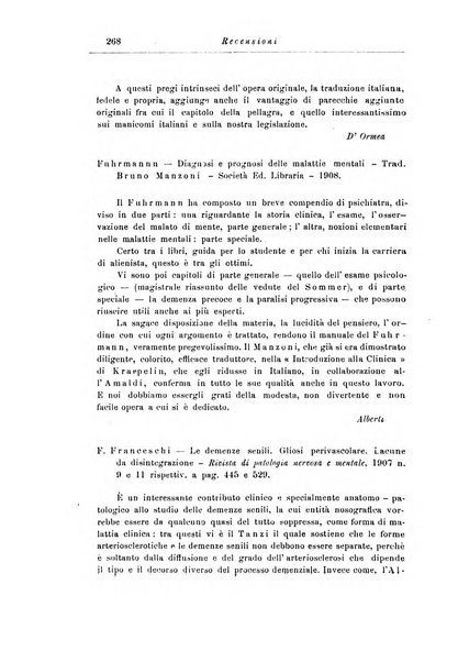 Note e riviste di psichiatria Manicomio provinciale di Pesaro