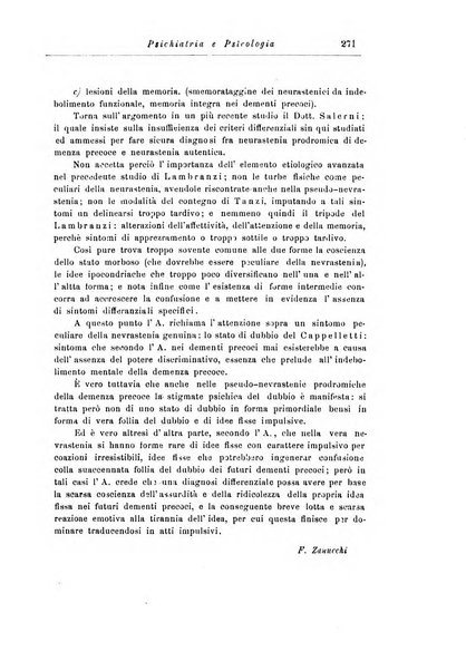 Note e riviste di psichiatria Manicomio provinciale di Pesaro