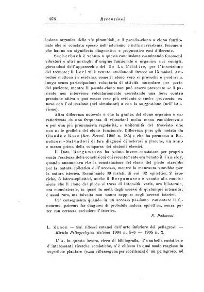 Note e riviste di psichiatria Manicomio provinciale di Pesaro