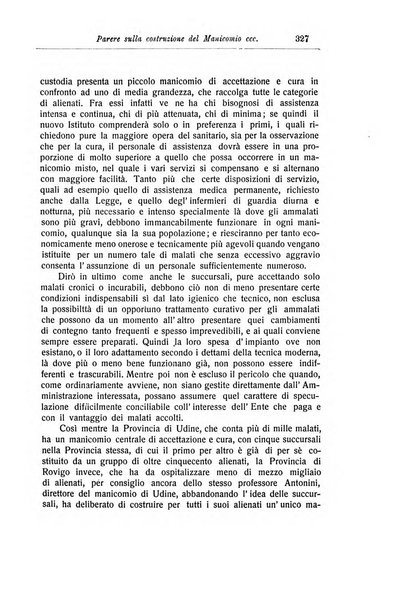 Note e riviste di psichiatria Manicomio provinciale di Pesaro