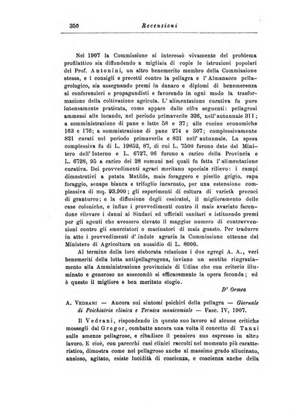 Note e riviste di psichiatria Manicomio provinciale di Pesaro