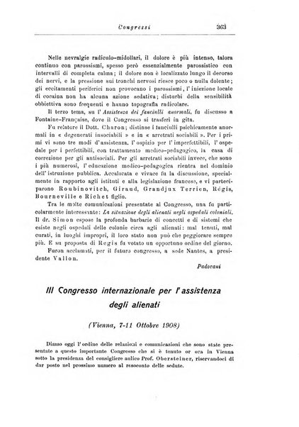 Note e riviste di psichiatria Manicomio provinciale di Pesaro