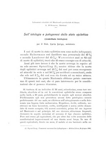 Note e riviste di psichiatria Manicomio provinciale di Pesaro