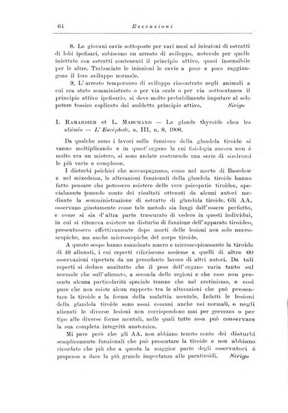 Note e riviste di psichiatria Manicomio provinciale di Pesaro