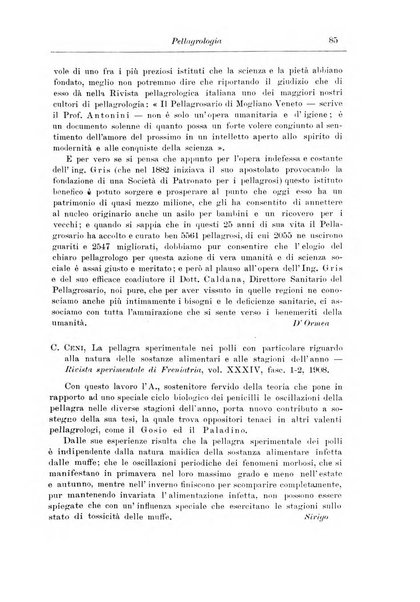 Note e riviste di psichiatria Manicomio provinciale di Pesaro