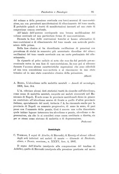 Note e riviste di psichiatria Manicomio provinciale di Pesaro