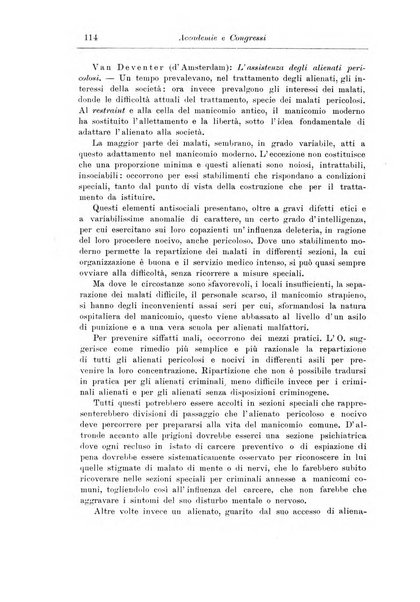 Note e riviste di psichiatria Manicomio provinciale di Pesaro