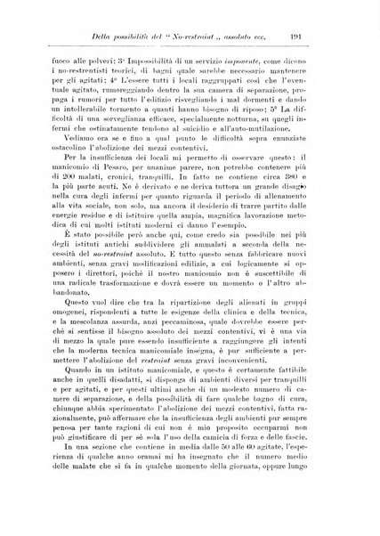 Note e riviste di psichiatria Manicomio provinciale di Pesaro