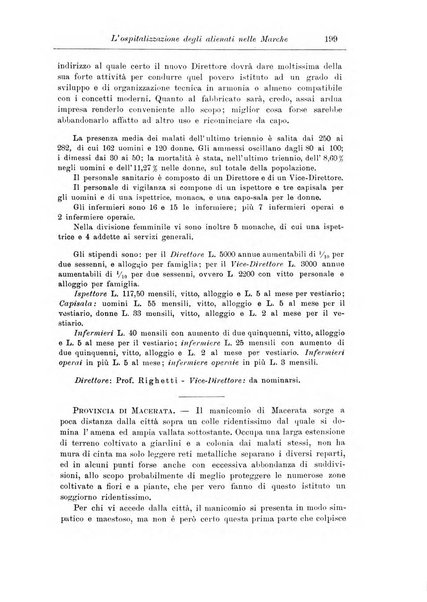 Note e riviste di psichiatria Manicomio provinciale di Pesaro