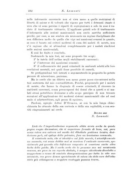 Note e riviste di psichiatria Manicomio provinciale di Pesaro