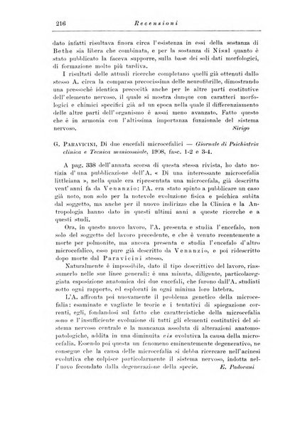 Note e riviste di psichiatria Manicomio provinciale di Pesaro