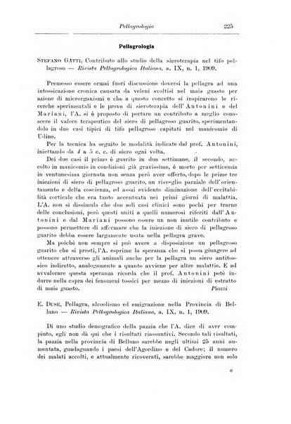 Note e riviste di psichiatria Manicomio provinciale di Pesaro