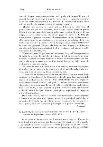 Note e riviste di psichiatria Manicomio provinciale di Pesaro