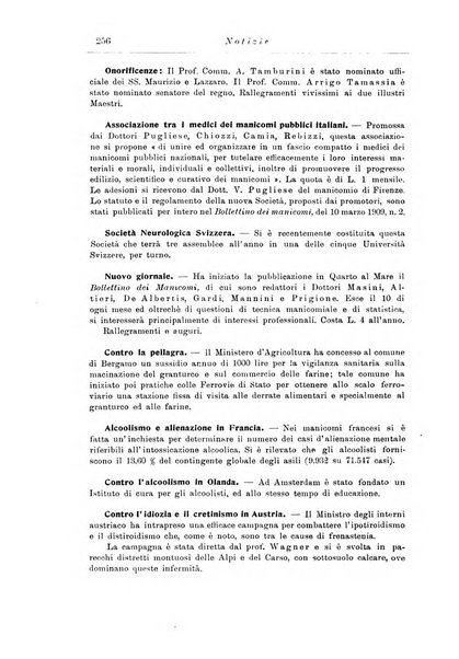 Note e riviste di psichiatria Manicomio provinciale di Pesaro