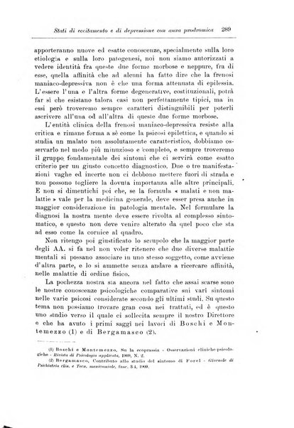 Note e riviste di psichiatria Manicomio provinciale di Pesaro