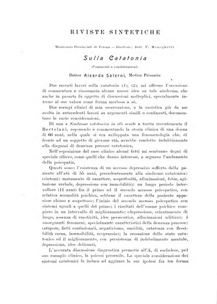 Note e riviste di psichiatria Manicomio provinciale di Pesaro