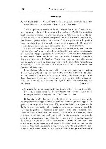 Note e riviste di psichiatria Manicomio provinciale di Pesaro