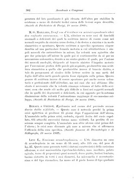 Note e riviste di psichiatria Manicomio provinciale di Pesaro