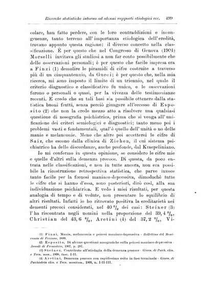 Note e riviste di psichiatria Manicomio provinciale di Pesaro