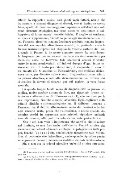 Note e riviste di psichiatria Manicomio provinciale di Pesaro