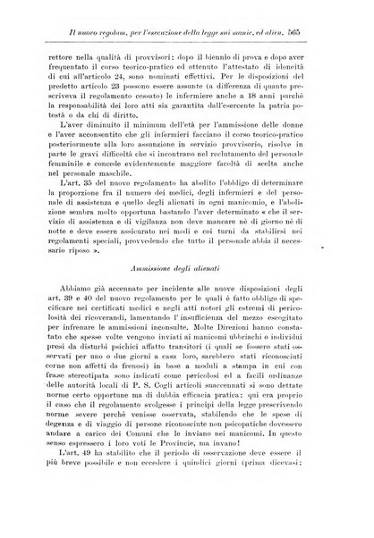 Note e riviste di psichiatria Manicomio provinciale di Pesaro