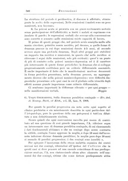 Note e riviste di psichiatria Manicomio provinciale di Pesaro