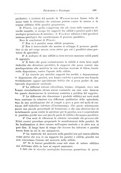 Note e riviste di psichiatria Manicomio provinciale di Pesaro