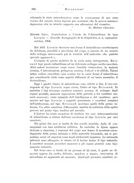 Note e riviste di psichiatria Manicomio provinciale di Pesaro