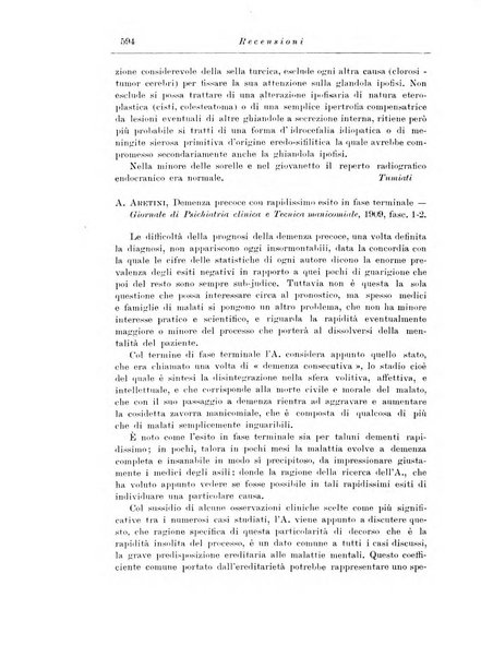 Note e riviste di psichiatria Manicomio provinciale di Pesaro