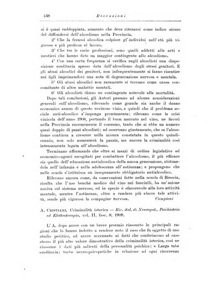 Note e riviste di psichiatria Manicomio provinciale di Pesaro