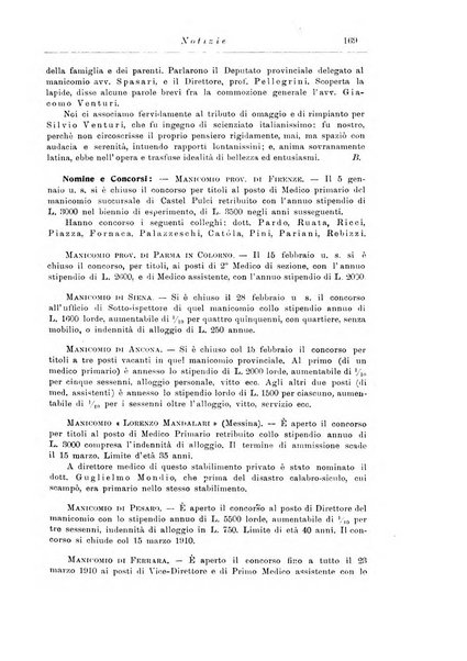 Note e riviste di psichiatria Manicomio provinciale di Pesaro