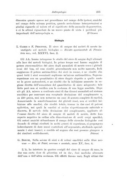 Note e riviste di psichiatria Manicomio provinciale di Pesaro