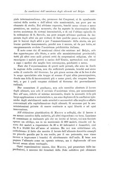 Note e riviste di psichiatria Manicomio provinciale di Pesaro