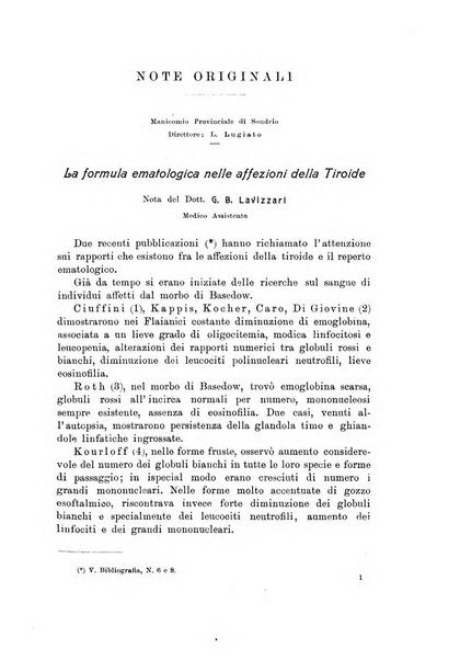 Note e riviste di psichiatria Manicomio provinciale di Pesaro