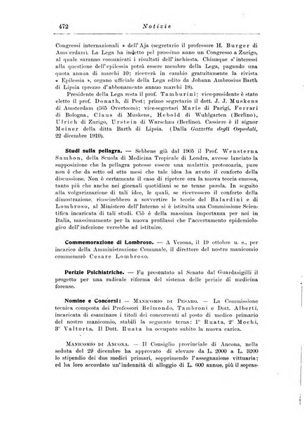 Note e riviste di psichiatria Manicomio provinciale di Pesaro