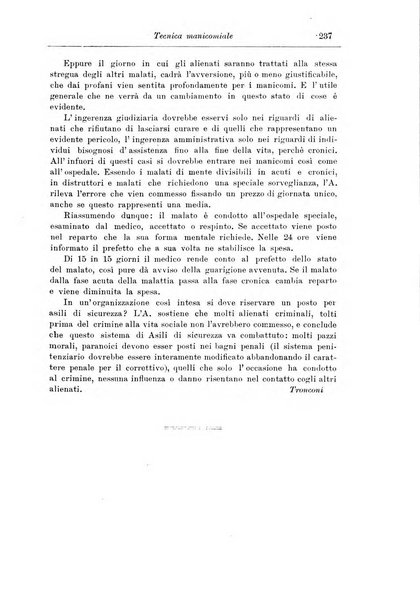 Note e riviste di psichiatria Manicomio provinciale di Pesaro