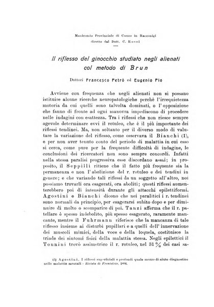 Note e riviste di psichiatria Manicomio provinciale di Pesaro