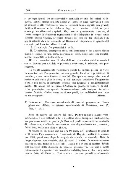 Note e riviste di psichiatria Manicomio provinciale di Pesaro