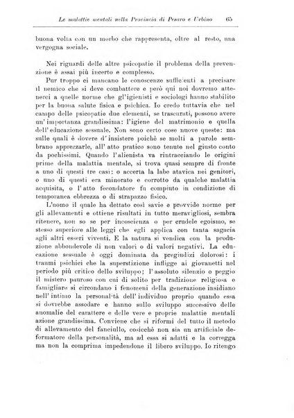 Note e riviste di psichiatria Manicomio provinciale di Pesaro