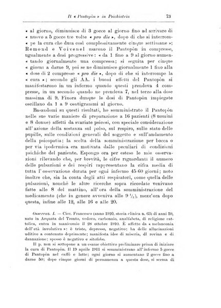 Note e riviste di psichiatria Manicomio provinciale di Pesaro