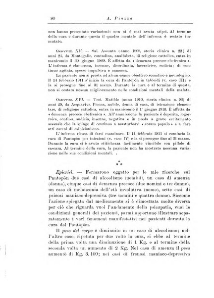 Note e riviste di psichiatria Manicomio provinciale di Pesaro