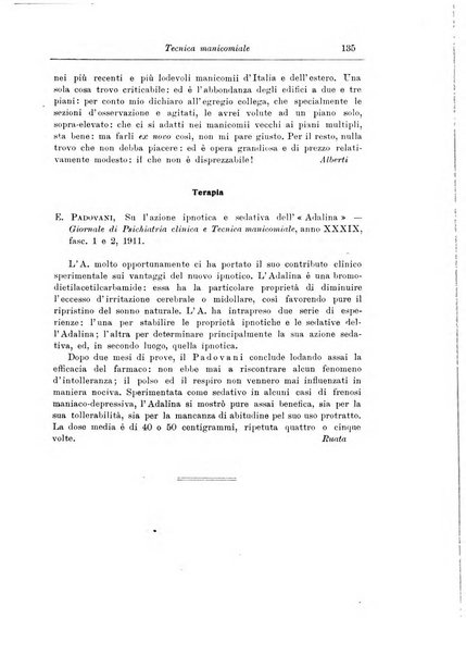 Note e riviste di psichiatria Manicomio provinciale di Pesaro