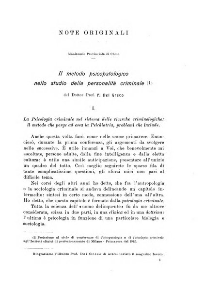 Note e riviste di psichiatria Manicomio provinciale di Pesaro