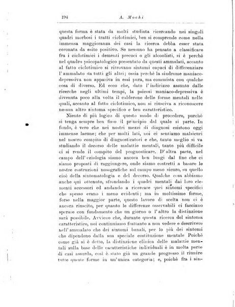 Note e riviste di psichiatria Manicomio provinciale di Pesaro