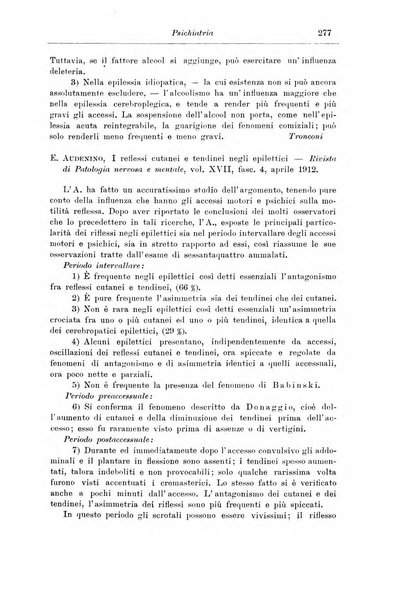 Note e riviste di psichiatria Manicomio provinciale di Pesaro