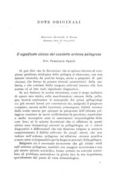 Note e riviste di psichiatria Manicomio provinciale di Pesaro