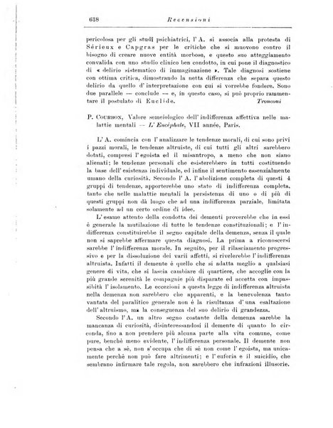 Note e riviste di psichiatria Manicomio provinciale di Pesaro